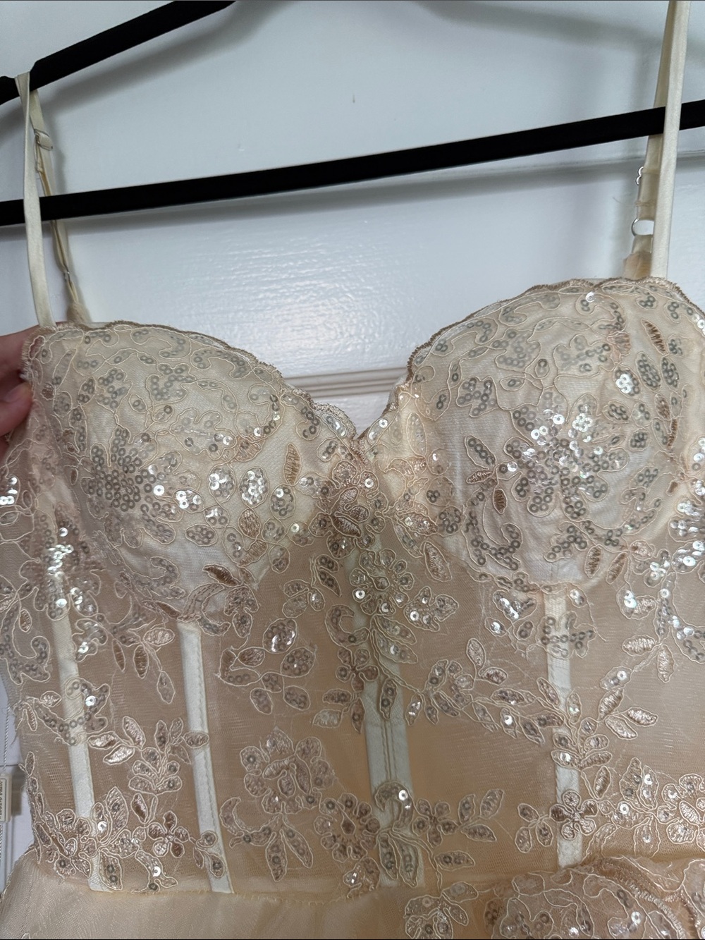 Gallery lace and sequin Bridal Dress in Champagne Coquette Fairy - Picture 6 of 11